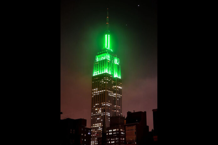 New York’s Empire State Building on March 17th