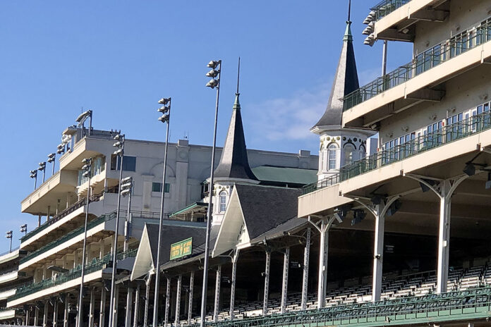 The famous spires of Churchill Downs.
