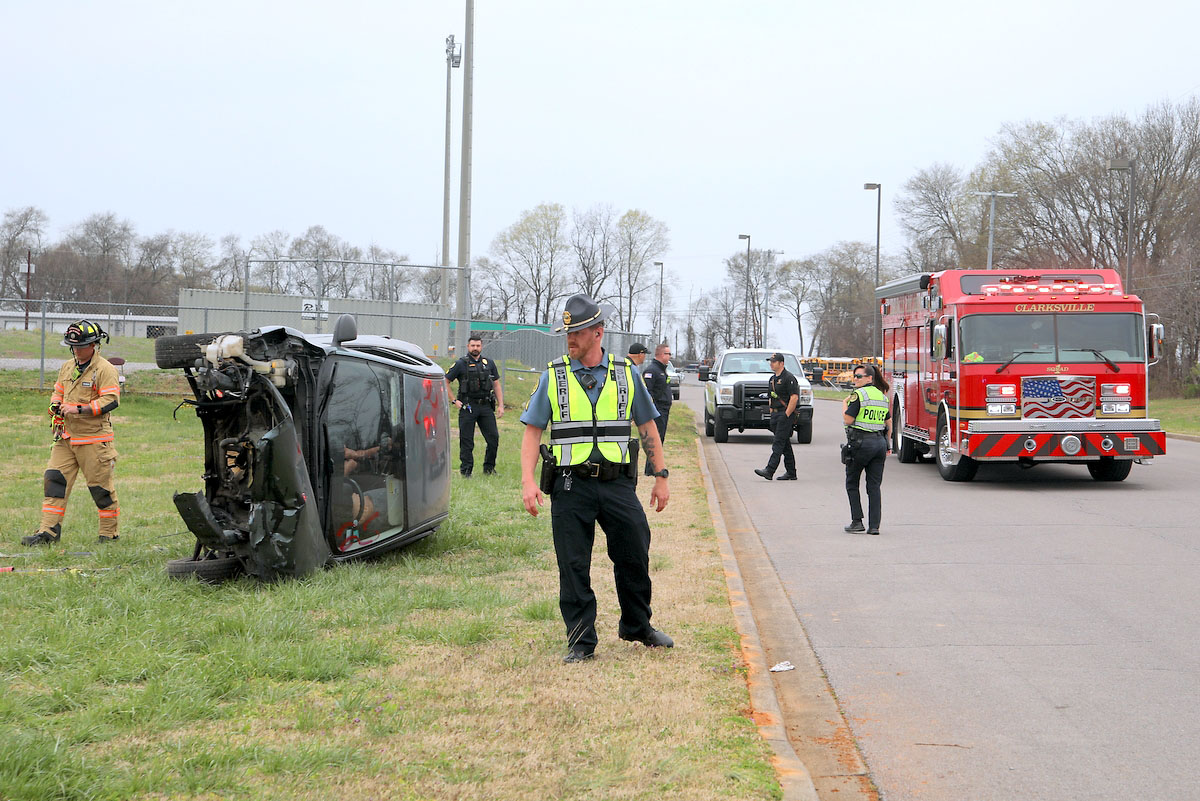 West Creek High School Criminal Justice Academy students are treated to mock crash demonstration by local first responders. (Tony Centonze, Clarksville Living Magazine) West Creek High School Criminal Justice Academy students are treated to mock crash demonstration by local first responders. (Tony Centonze, Clarksville Living Magazine)