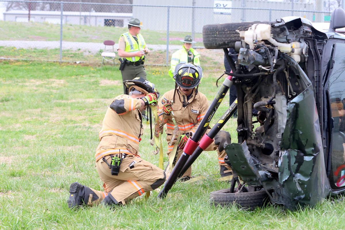 West Creek High School Criminal Justice Academy students are treated to mock crash demonstration by local first responders. (Tony Centonze, Clarksville Living Magazine) West Creek High School Criminal Justice Academy students are treated to mock crash demonstration by local first responders. (Tony Centonze, Clarksville Living Magazine)