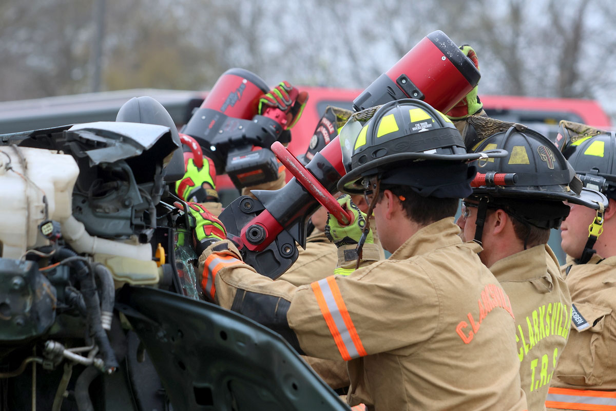 West Creek High School Criminal Justice Academy students are treated to mock crash demonstration by local first responders. (Tony Centonze, Clarksville Living Magazine) West Creek High School Criminal Justice Academy students are treated to mock crash demonstration by local first responders. (Tony Centonze, Clarksville Living Magazine)