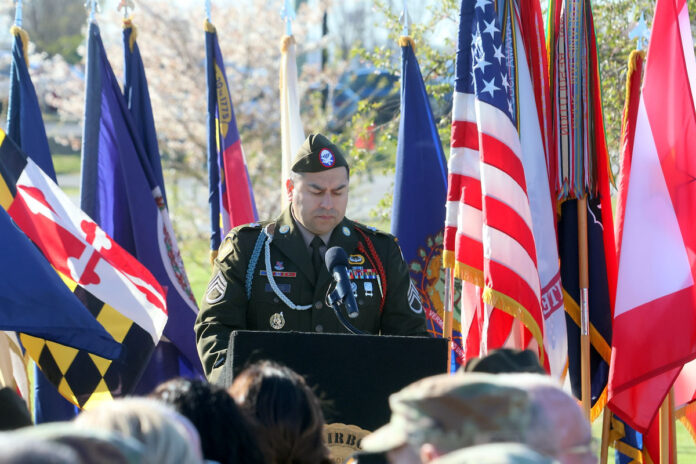 Official unveiling of the 9 Eagles Memorial at Fort Campbell. (Tony Centonze, Clarksville Living Magazine)