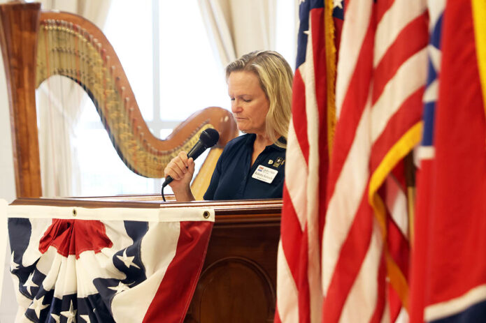 Quilts of Valor's Roberta Samuels at the DAR Flag Day Luncheon
