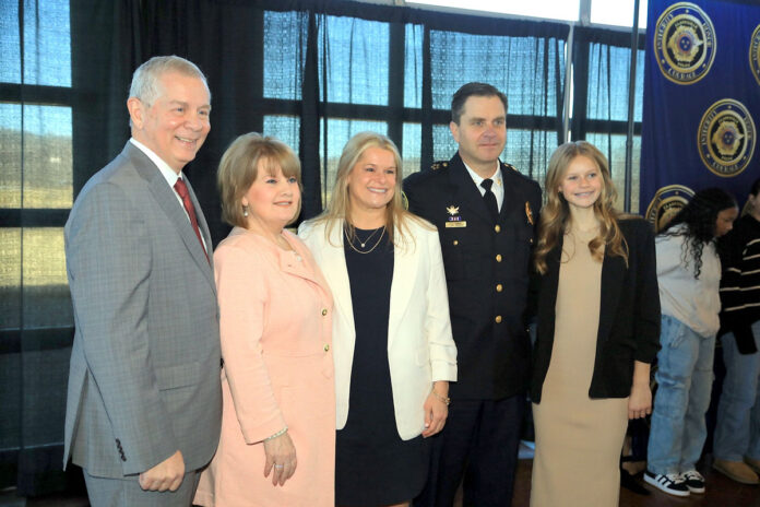 Clarksville Mayor Joe Pitts, Cindy Pitts, CPD Chief Ty Burdine, Lesley and Lucy Jo Budine
