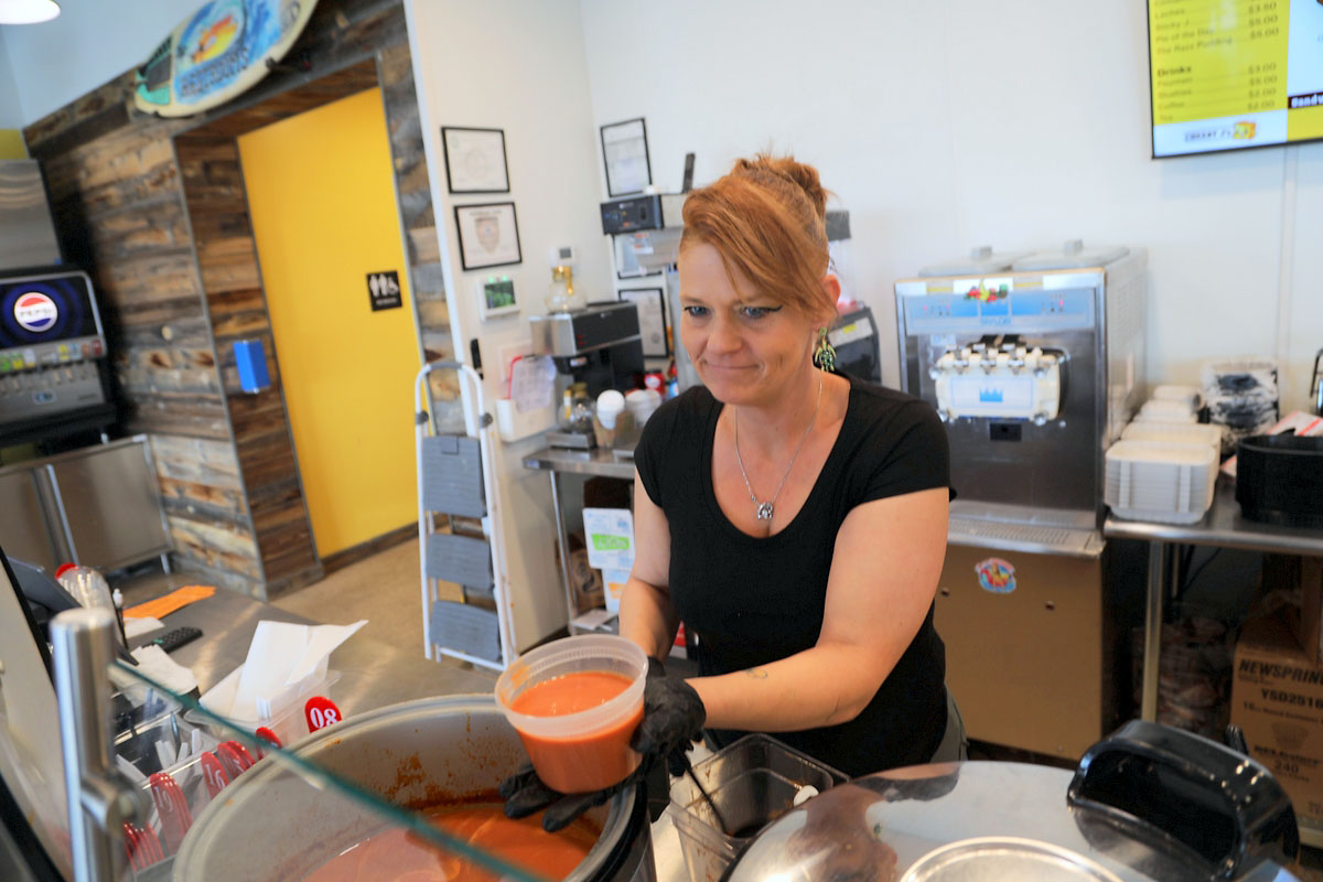 Jennie Davidson scooping up some homemade tomato soup Jennie Davidson scooping up some homemade tomato soup
