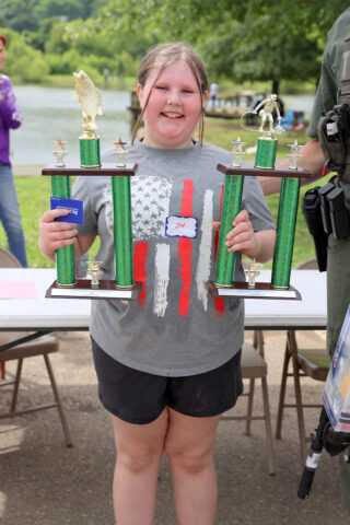 Ava Myers dominated the girls division, reeling in the biggest fish at 3.62 lbs and securing the most total weight with an impressive 12.25 lbs haul! (Mark Haynes, Clarksville Living Magazine)