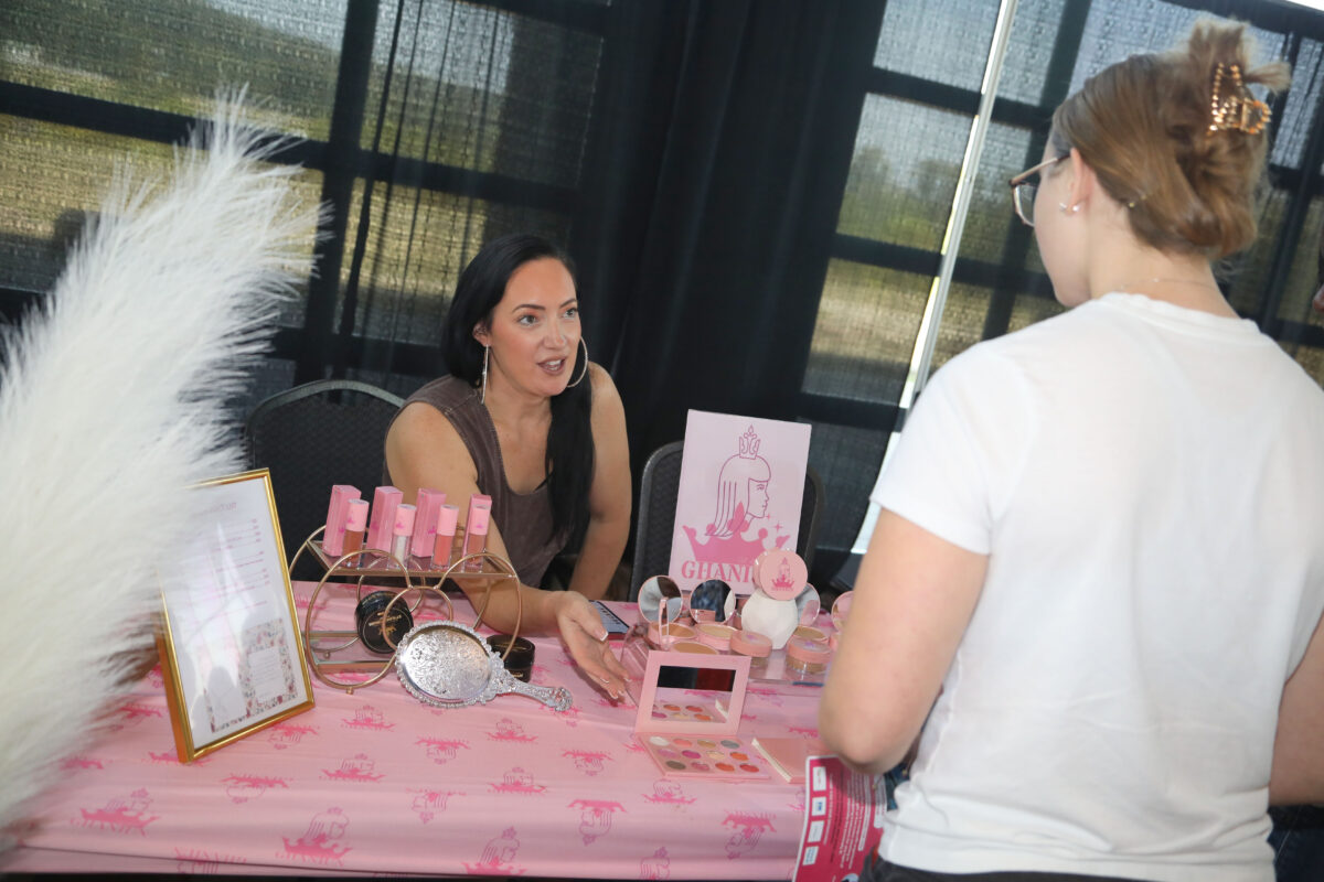 Entrepreneur Jade Ford of Ghaniun, offering samples of her eye shadow, foundations, lip glosses and lip liners at Saturday&rsquo;s Women of Clarksville Expo