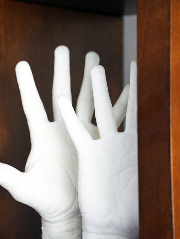 Professor Luke Warren's Hands Sculpture. (D.C. Thomas)